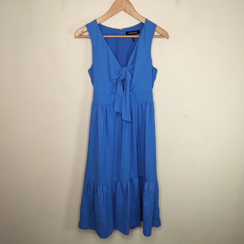 BCBG Maxazria Sleeveless Midi Dress Peekaboo Tie Front‎